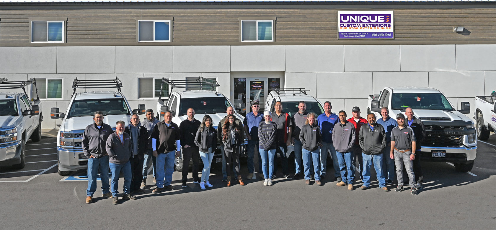 The Unique Custom Exteriors team at the West Jordan office